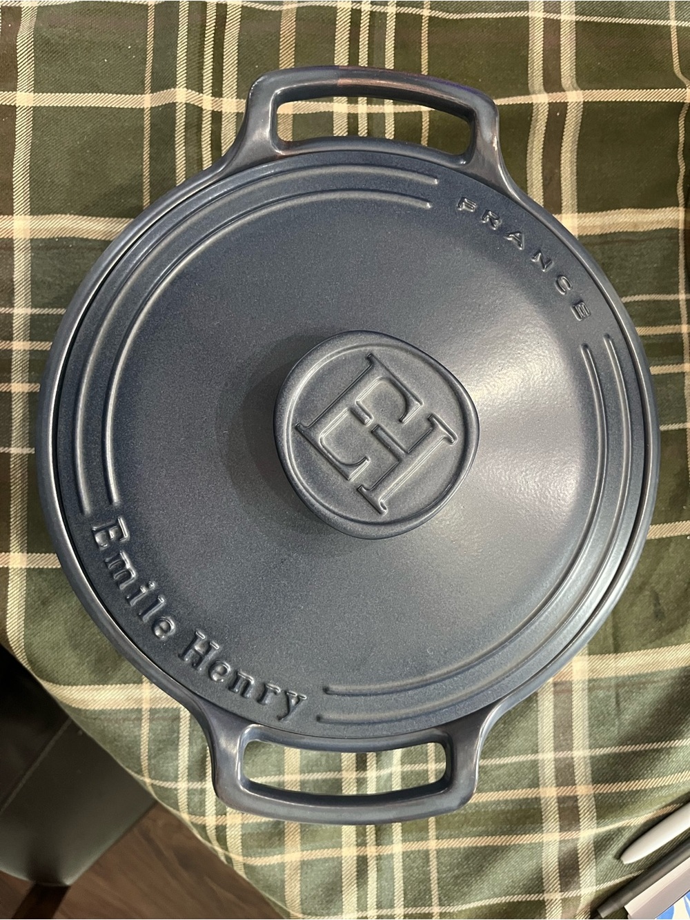 Dutch Oven Emile Henry 4.5 Quart W/ Lid, Ceramic, Handmade In France, Matte Navy